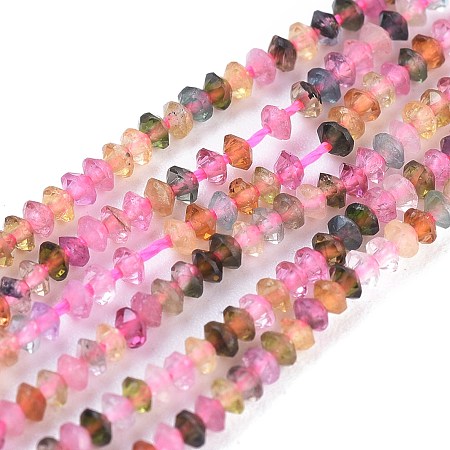Natural Tourmaline Beads Strands, Bicone, Faceted, 2x1mm, Hole: 0.5mm; about 300~340pcs/strand, 15.75 inches(40cm)