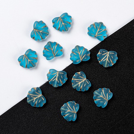 Arricraft Czech Glass Beads, Maple Leaf, Sky Blue, 10.5x13x4mm, Hole: 0.8mm, about 11pcs/10g