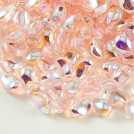 NBEADS Czech Glass Beads, Tulip Petal/Lily Petal, PeachPuff, 8.5x6x4mm, Hole: 1mm; about 37pcs/10g