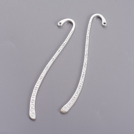Honeyhandy Tibetan Style Alloy Bookmarks, Silver Color Plated, Lead Free and Cadmium Free, 84x4x2mm, Hole: 2mm
