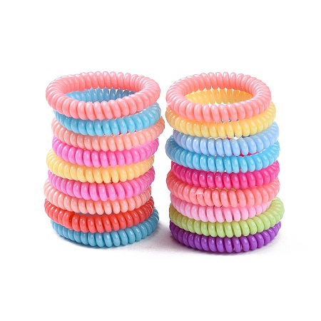 Honeyhandy Plastic Telephone Cord Elastic Hair Ties, Ponytail Holder, Mixed Color, 19~23mm
