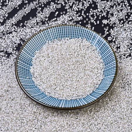 MIYUKI Delica Beads, Cylinder, Japanese Seed Beads, 11/0, (DB0221) Gilt Lined White Opal, 1.3x1.6mm, Hole: 0.8mm; about 2000pcs/10g