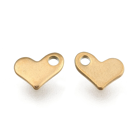 Honeyhandy Ion Plating(IP) 304 Stainless Steel Heart Charms, Chain Extender Drop, Golden, 8.5x6.5x1mm, Hole: 1.5mm