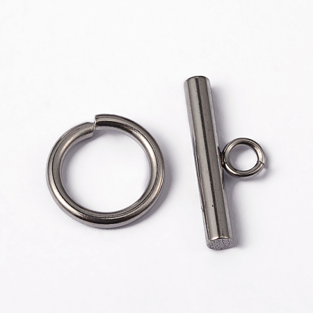 Honeyhandy 304 Stainless Steel Toggle Clasps, Ring: 15x2mm, Bar: 21x9x3mm, Hole: 4mm