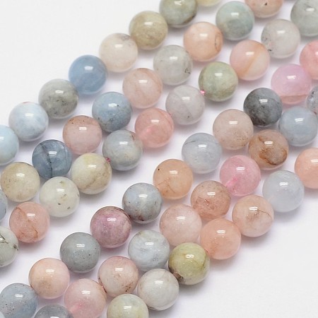 ARRICRAFT Natural Morganite Round Bead Strands, 8mm, Hole: 1mm, about 47pcs/strand, 15.5 inches