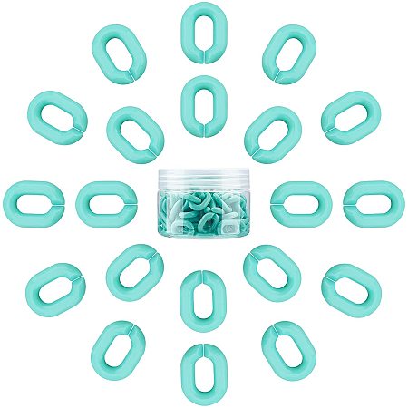 Gorgecraft Acrylic Linking Rings, Quick Link Connectors, For Jewelry Chains Making, Oval, Aquamarine, 19x14x4.5mm, Hole: 11x5.5mm; 100pcs/box