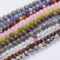 ARRICRAFT Natural Mixed Gemstone Beads Strands, Round, 4mm, Hole: 1mm, about 95pcs/strand, 15.5 inches