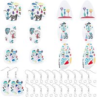 NBEADS 12 Pcs Abstract Printed Acrylic Charms and 50 Pcs Earring Making Kits, Modern Abstract Printed Dangle Charms for DIY Craft Jewelry Making