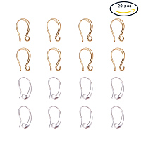 PandaHall Elite 20 Pcs Brass Earring Hooks Ear Wire 2 Colors for Jewelry Making