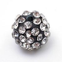 NBEADS 12mm 100pcs Crystal Pave Czech Rhinestone Disco Ball Clay Spacer Beads, Round Polymer Clay Charms Beads for Shamballa Jewelry Making