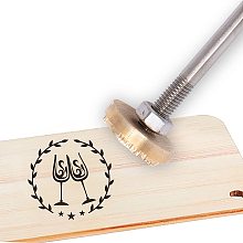 OLYCRAFT Wood Leather Cake Branding Iron 1.2" Branding Iron Stamp Custom Logo BBQ Heat Stamp with Brass Head and Wood Handle for Woodworking, Baking and Handcrafted Design - Cheers