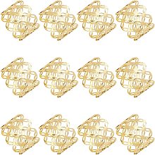 FINGERINSPIRE Hollow Out Napkin Rings Set of 12, 42.5mm Inner Diameter Golden Cutout Napkin Rings Metal Napkin Rings Iron Napkin Holder Adornment for Place Settings, Wedding & Party Decoration