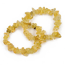 Honeyhandy Unisex Chip Natural Citrine(Dyed & Heated) Beaded Stretch Bracelets, Inner Diameter: 1-3/4~2 inch(4.5~5cm)