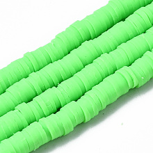 Honeyhandy Handmade Polymer Clay Beads Strands, for DIY Jewelry Crafts Supplies, Heishi Beads, Disc/Flat Round, Lime, 6x0.5~1mm, Hole: 1.8mm, about 290~320pcs/strand, 15.75 inch~16.14 inch(40~41cm)