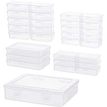 BENECREAT 30 Pack 5 Mixed Sizes Rectangular Clear Plastic Bead Storage Box with Flip-Up Lids and Double Buckles for Small Items Beads and Jewelry Findings Crafts Organization