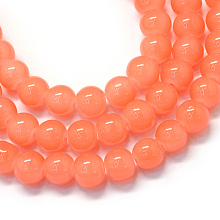 Baking Painted Imitation Jade Glass Round Bead Strands, Light Salmon, 8.5~9mm, Hole: 1.5mm, about 105pcs/strand, 31.8 inch