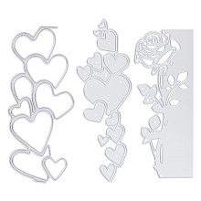 Gorgecraft 3pcs 3 styles Carbon Steel Cutting Dies DIY Templates, for Decorative Embossing DIY Paper Card, Matte Platinum Color, Heart & Flower, Mixed Patterns, 118~129x45~55x0.8mm, 1pc/style