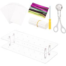 OLYCRAFT 303pcs Candy Pop Maker Kit Including Acrylic Cake Pop Stand Meat Baller Clear Cake Pop Treat Bag Lollipop Sticks and Metallic Twist Ties Cake Pops Making Tools for DIY Candy Chocolate Making