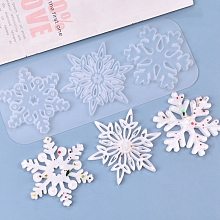 Honeyhandy Christmas DIY Snowflake Silicone Pendant Molds, Resin Casting Molds, For UV Resin, Epoxy Resin Jewelry Making, White, 230x88x7.5mm