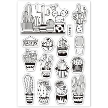 GLOBLELAND Potted Cactus Clear Stamps Transparent Silicone Stamp Seal for Card Making Decoration and DIY Scrapbooking