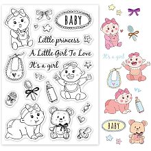 GLOBLELAND Cute Baby Silicone Clear Stamps Baby Shower Transparent Stamps for Birthday Easter Valentine's Day Cards Making DIY Scrapbooking Photo Album Decoration Paper Craft