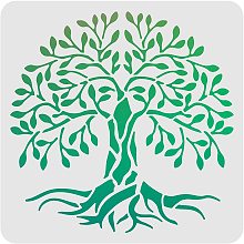 FINGERINSPIRE Tree of Life Stencils Template 11.8x11.8inch Plastic Tree Pattern Drawing Painting Stencils Square Reusable Stencils for Painting on Wood, Floor, Wall and Tile