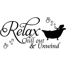 ARRICRAFT Bathroom Wall Sticker Relax Chill Out & Unwind Vinyl Family Lettering Wall Decal Bathtub Bubble Pattern Wall Art for Bathroom Wall Door Decor Black 13"x23"