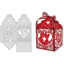 GLOBLELAND Valentine's Day Theme 3D Gift Box Metal Cutting Dies Die Cuts for DIY Scrapbooking Wedding Birthday Valentine's Day Cards Making Album Envelope Decoration,Matte Platinum