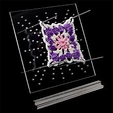 PandaHall Elite Crochet Blocking Board, Clear Acrylic Blocking Boards with Stainless Steel Pin Granny Blocking Board Squares The Gift for Making Cushions, Scarves, Hats, Headbands, Shawl, 7.8x7.8inch