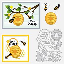 BENECREAT 5.5x4.5 Honey Bee Cutting Dies, Flower Branches Cut Stencils for DIY Crafts Scrapbook Decorative Embossing