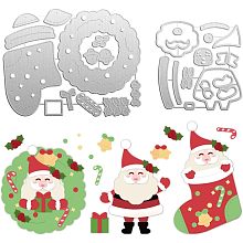 BENECREAT 2Pcs Christmas Cutting Dies Stencils, Santa Claus Wreaths Socks Carbon Steel Stencil for Card Making, Decorative Embossing DIY Paper Card