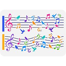 FINGERINSPIRE Music and Birds Painting Stencil 11.7x8.3 inch Music Note Pattern Drawing Template Reusable PET Hollow Out Painting Stencil for DIY Art Painting on Walls Wood Furniture Crafts