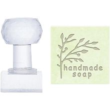 PandaHall Elite Personalized Soap Stamps, Branch Soap Embossing Stamp with Handle Tree Soap Chapter Imprint Stamp Rectangle Stamp for Handmade Soap Clay Pottery Arts Crafts Making Projects