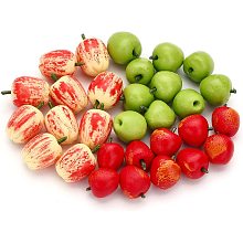 CHGCRAFT 30Pcs 3 Style Mini Artificial Apple Simulation Fake Fruits Clay Lifelike Apples for Home House Kitchen Photography Party Decoration Teacher's Day, 5-9mm Length