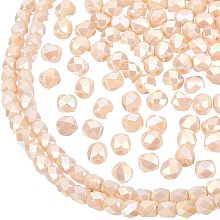 PandaHall Elite 198pcs Faceted Glass Beads, 5mm Electroplate Glass Beads Column Spacer Beads Loose Craft Beads for Jewelry Bracelet Necklace Earring Making, PeachPuff, Hole 1.2mm