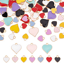 Arricraft Elite 84Pcs 14 Style Alloy Enamel Charms, Heart, Light Gold, Mixed Color, 12~17x10~16x2~3mm, Hole: 1.6~2mm, 6pcs/style