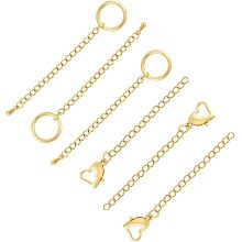 DICOSMETIC 12 Strands 2 Styles Curb Chain Extender End Chains with Heart Lobster Claw Clasp Necklace Extenders Tail Chain Connectors Stainless Steel Extension Chain Jewelry Connector Chain