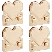 WADORN 4 Sets Tuck Lock Clasp Catch, Purse Thumb Lock Heart Shape Metal Clasp Locks Handbag Press Lock Buckle Fasteners Latches for DIY Leather Craft Shoulder Bag Briefcase Making, 1.3×1.4 Inch