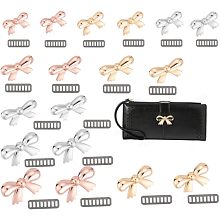 WADORN 18 Sets Bow Decorative Clip Buckles, 9 Styles Bag Cover Wallet Decoration Clasps with Shims Women Dress Sweater Jewlery Crafts Boot Embellishment No-Sewing Bowknot Button for Jacket Coats