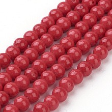 Honeyhandy Natural Mashan Jade Round Beads Strands, Dyed, Red, 4mm, Hole: 1mm, about 98pcs/strand, 15.7 inch