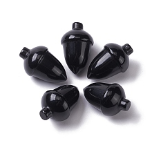 Honeyhandy Natural Black Obsidian Beads, No Hole/Undrilled, for Wire Wrapped Pendant Making, Filbert, 27.5~30x18~19.5mm