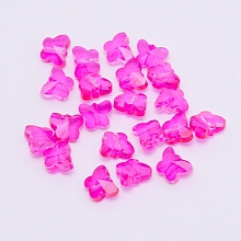 Honeyhandy Transparent Glass Beads, Faceted, Butterfly, Magenta, 6.5x8x5.5mm, Hole: 1mm