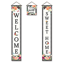 SUPERDANT 3 Pcs/Set Welcome To Our Sweet Home Sunflower Banner Door Hanging Flower Butterfly Banner Hanging Decorations Welcome Couplet Sign Set for Home Front Door Porch Decor 180x30 cm