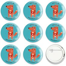 GLOBLELAND 9 Pcs Vaccine Button Pins I Got Vaccinated Covid-19 Buttons Fox Pattern for Men's/Women's Brooches or Doctors, Nurses, Hospitals, 2-1/4 Inch