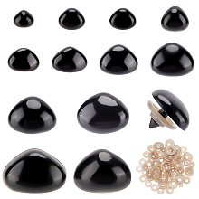 Gorgecraft 120Pcs 12 Style Craft Plastic Doll Noses, Safety Noses, Black, 6~26x8~26mm, Pin: 3~6mm, 10pcs/style