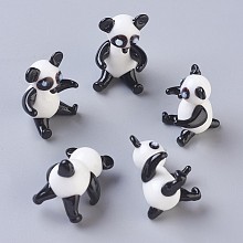 Honeyhandy Home Decorations, Handmade Lampwork Display Decorations, Panda, White, 16~19x16~19x23~27mm