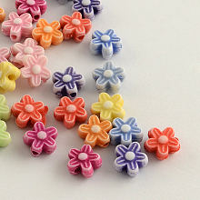 Honeyhandy Craft Style Acrylic Beads, Flower, Mixed Color, 9x5mm, Hole: 2mm, about 2500pcs/500g