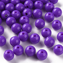 Honeyhandy Opaque Acrylic Beads, Round, Medium Slate Blue, 8x7mm, Hole: 2mm, about 1745pcs/500g