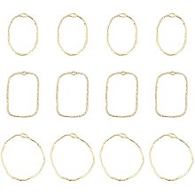 CHGCRAFT 60Pcs Oval Rectangle Ring Open Back Bezel Pendants Geometric Hollow Frame Charms for DIY UV Resin Pressed Flower Jewelry Making