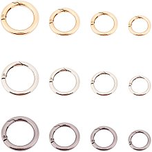 PandaHall Elite 24 pcs 3 Colors 20/25/28/35mm Spring O Ring Round Carabiner Snap Clip Hook Trigger Spring Keyring Buckle for Keychain Bags Purse Jewelry DIY Craft Making, Light Gold/Platinum/Gunmetal